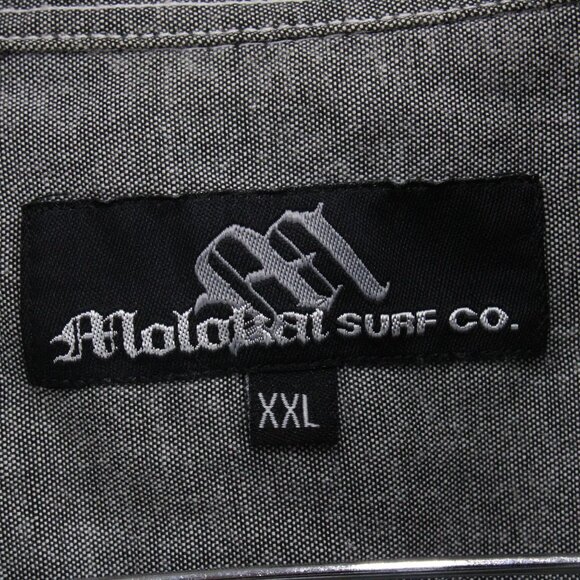 Molokai Surf Shirt Mens 2XL Gray Striped Button Down Long Sleeve Collared - Picture 6 of 7